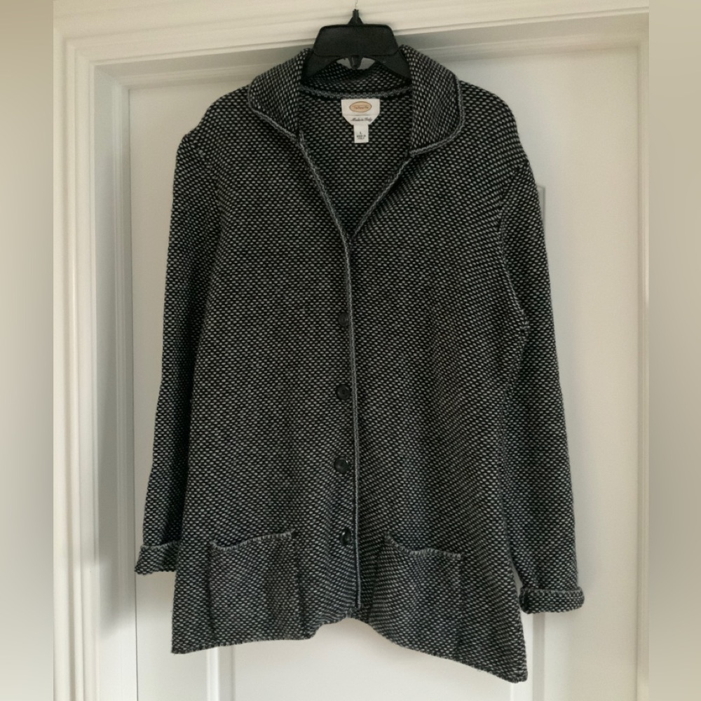 TALBOTS SWEATER JACKET MERINO WOOL